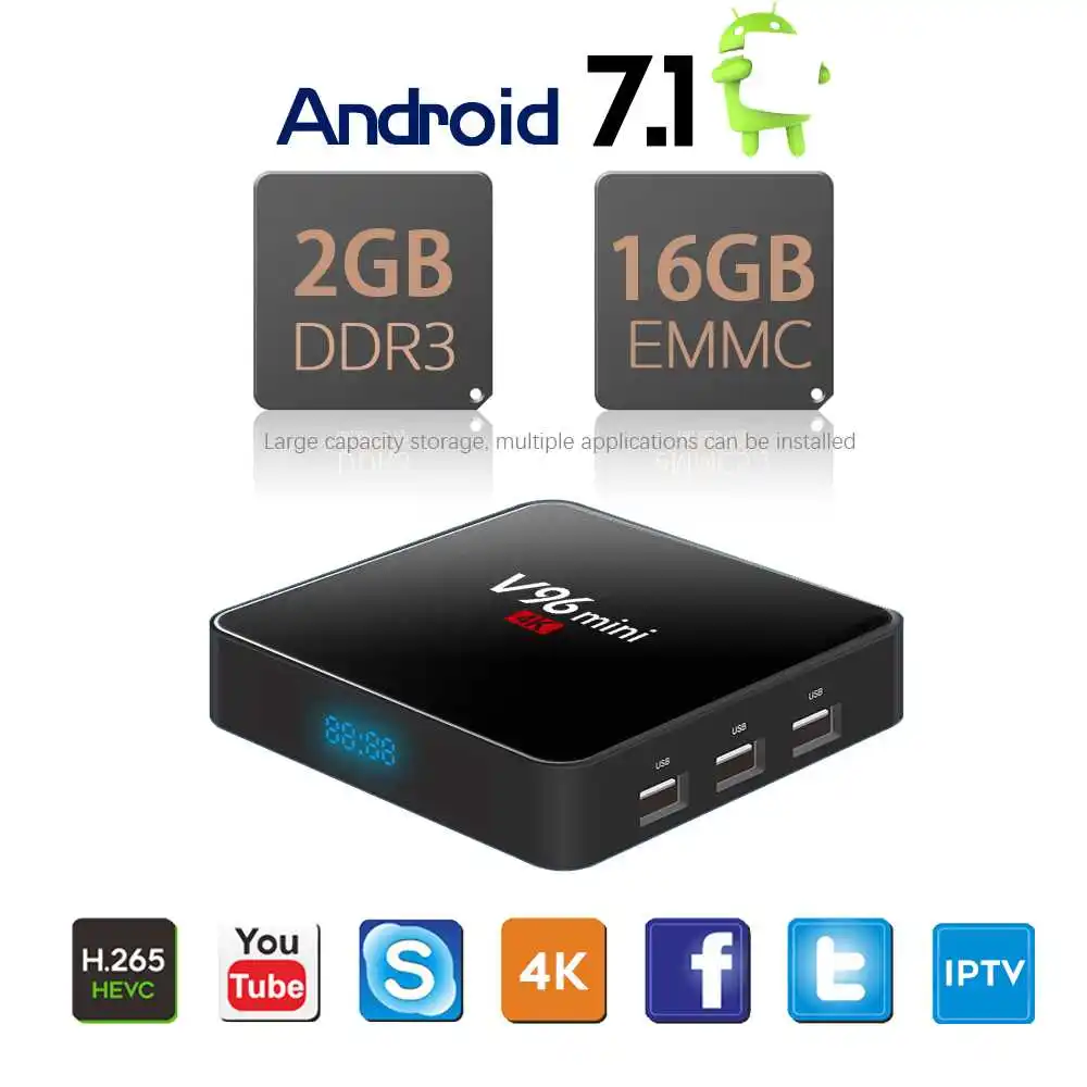 Новый V96 мини 7 1 Android tv Box Allwinner H3 2 Гб оперативной памяти 16 H.265 4K 1080P 4 ГГц wifi Google Netflix