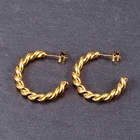 Геометрические серьги-кольца титановая сталь круг цвет золотой Huggie серьги для женщин модные панк ювелирные изделия Twist Brincos 2020
