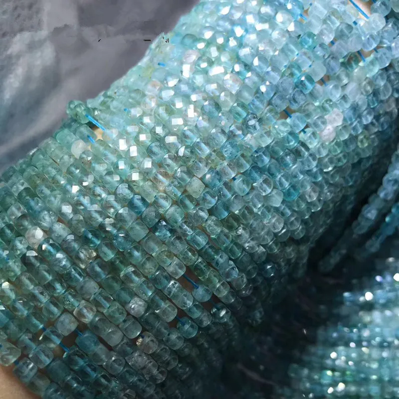 Apatite зеленый/синий квадратный граненый 4-5 мм для изготовления ювелирных изделий