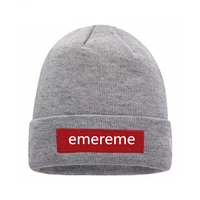 mens letter knitted beanie womens hip hop soft hat casual solid color unisex winter gray hip hop hat
