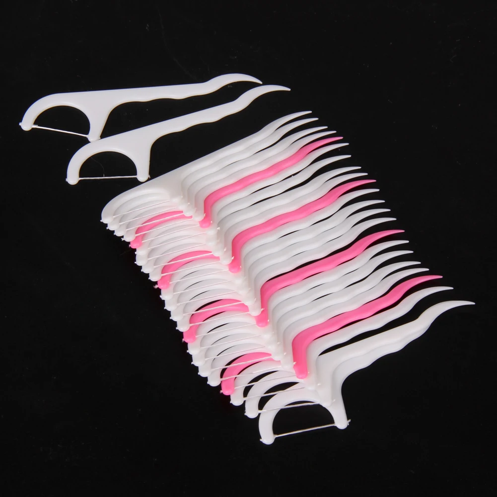 

25 Pcs/Lot Disposable Dental Flosser Interdental Brush Teeth Stick Toothpicks Floss Pick Oral Gum Teeth Cleaning Care