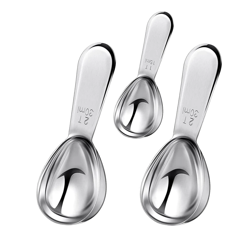 

3 Pieces Stainless Steel Coffee Scoops Short/Long Handle Tablespoon Measuring Spoons for Coffee Tea Sugar(15 Ml & 30Ml)