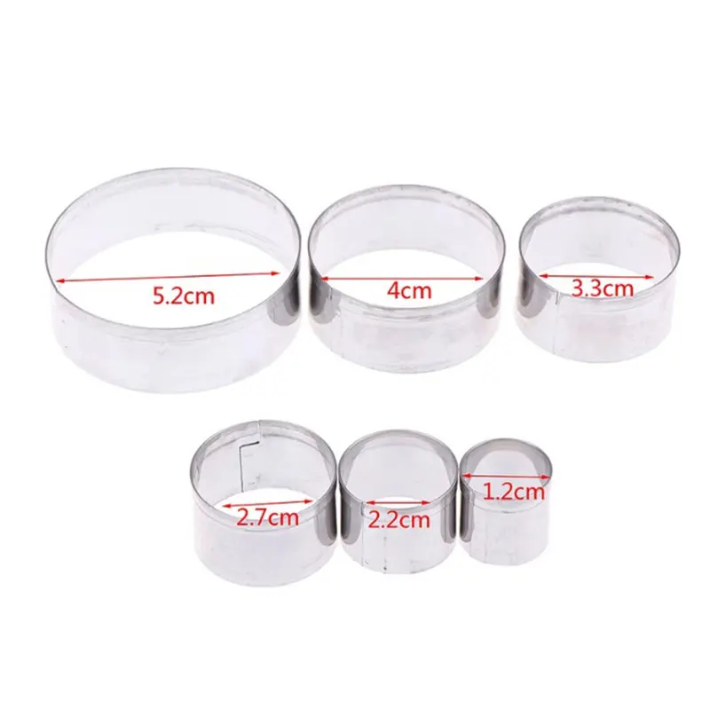 

6PCS/Set Round Shape Mold Mousse Ring Mold Stainless Steel Cake Cutter Baking Cake Decorating Tools Kitchen Stuff