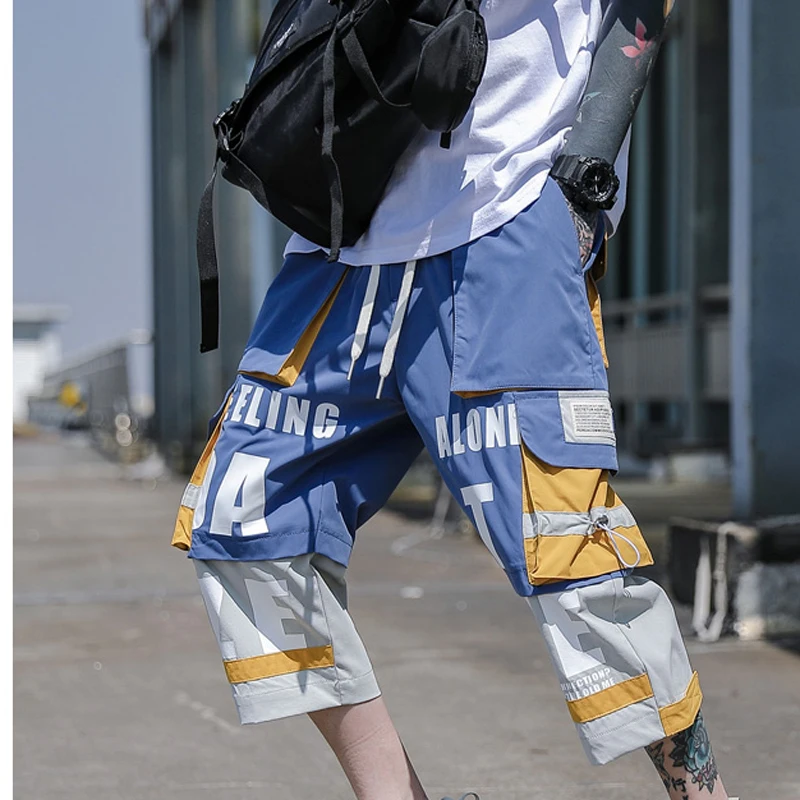 Шорты карго мужские с множеством карманов повседневные модные штаны в стиле хип