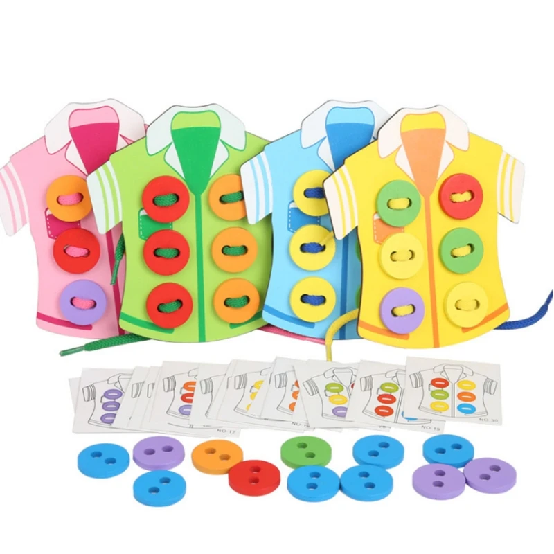 

Kids Lacing Clothes Sewing Buttons Toys Learning Board Portable Simple Game Toys Children's Interactive A2UB