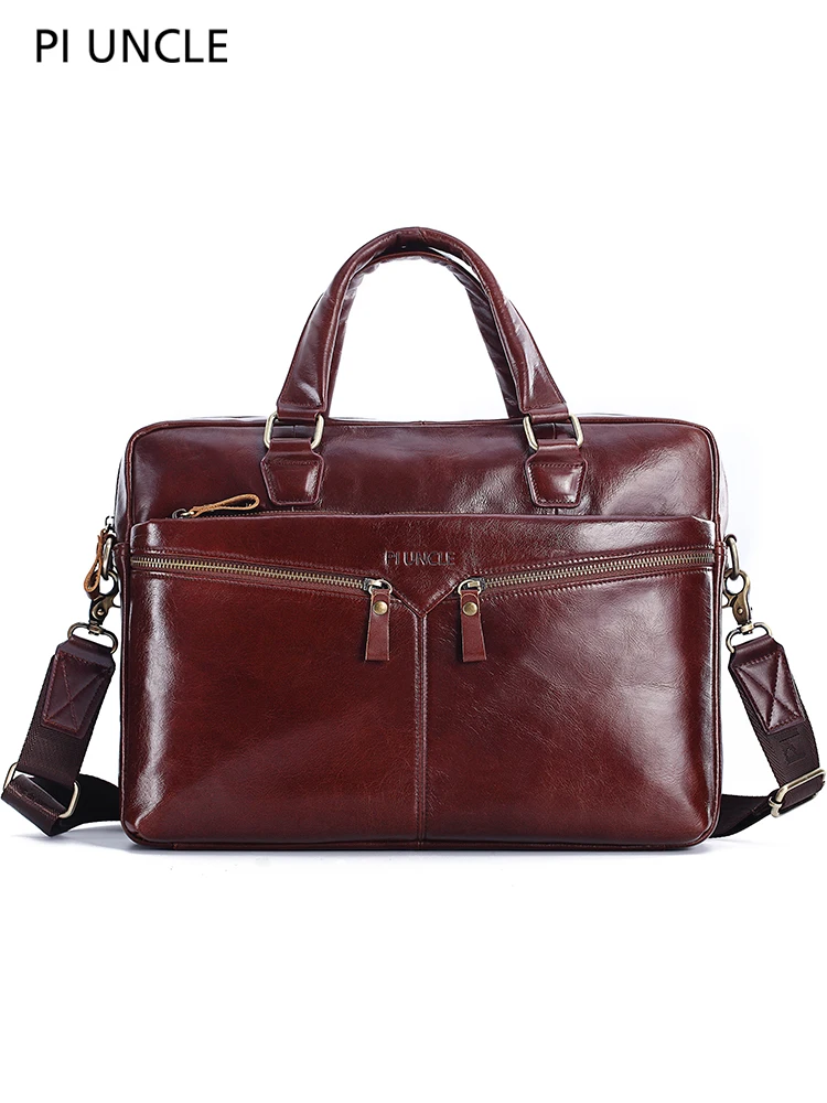 Мужской портфель из натуральной кожи для ноутбука 14 дюймов деловая сумка