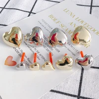diy alloy plating jewelry simple smooth flat peach heart small pendant earrings material accessories wholesale