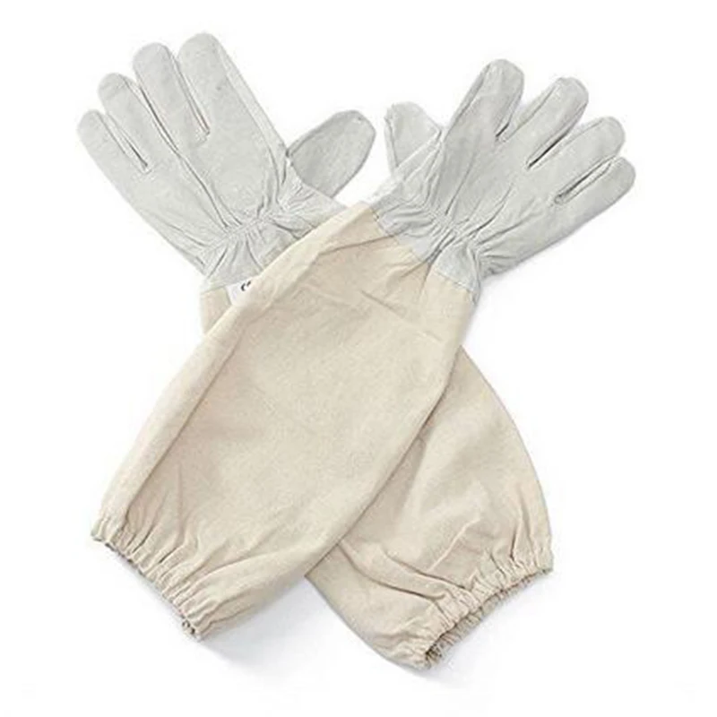 

1 Pair Leather Beekeeping Gloves Arm Protective With Vented Sleeves Accessories