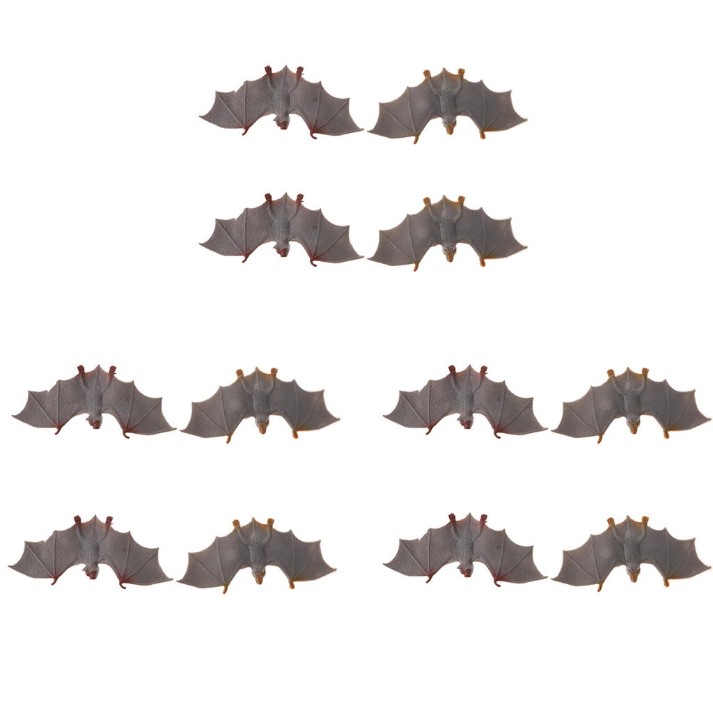 

12 Pieces Mini Grey Plastic Bat Toys Flying Animal Models Home Decoration Collection