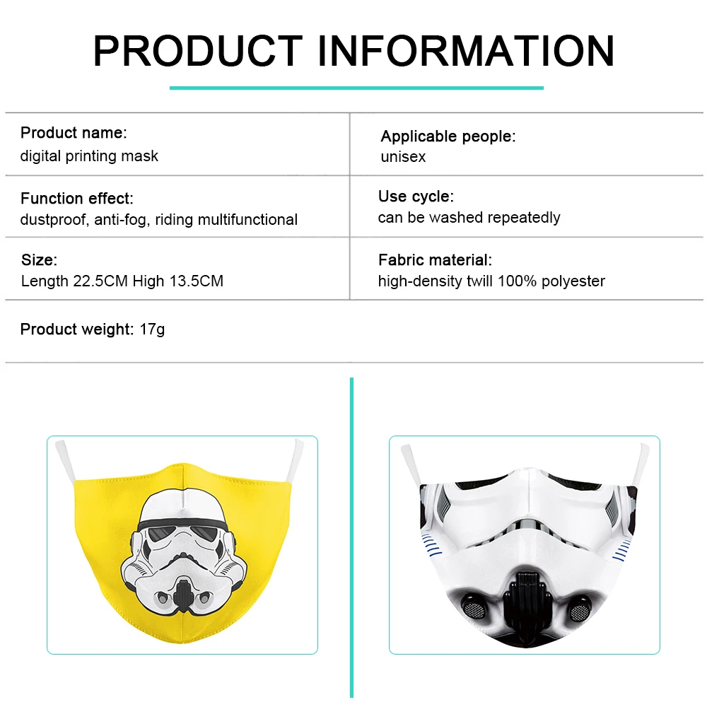 

Reusable Fashion Print Fabric PM2.5 mouth Mask Activated carbon filter Windproof Mouth-muffle Face masks For Man Woman