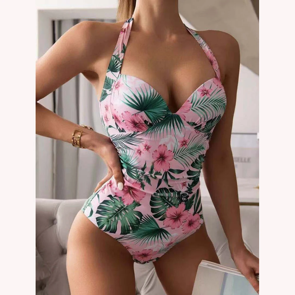 

Женский слитный купальник с цветочным принтом, размеры s-xxl