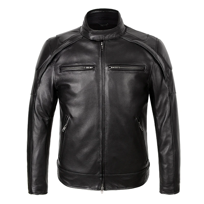 Мужская Байкерская кожаная куртка размера плюс XXXL из натуральной толстой