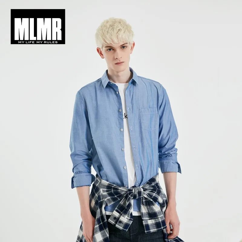 Мужская рубашка с длинными рукавами JackJones MLMR 100% хлопок буквенным принтом на