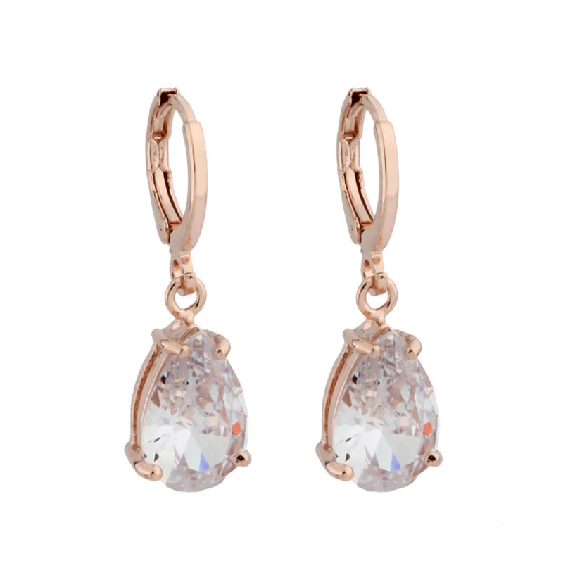 

New Trend 2021 Long Earring For Women Fashion Party Jewelry 585 Rose Gold Color Water Drop Natural Zircon Dangle Earrings