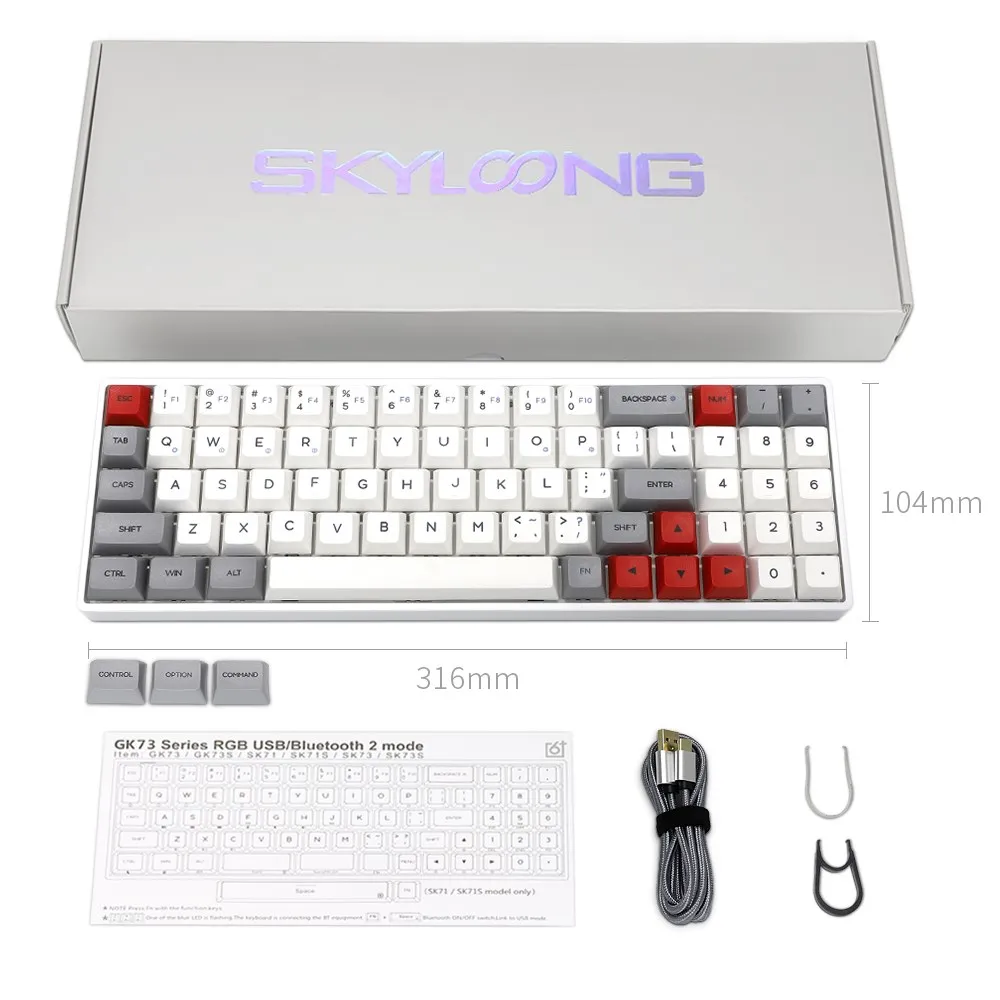 

Механическая Bluetooth клавиатура SKYLOONG SK71 с клавишами, RGB подсветка, геймерская оптическая клавиатура с переключателем для компьютерных аксесс...