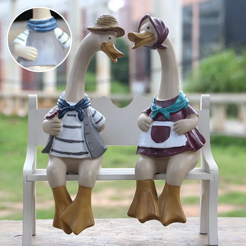 

2 PCS Nordic Couple Duck Ornaments Resin Simulation Duck Sculpture for Outdoor Yard Lawn Garden Decor Landscape Crafts