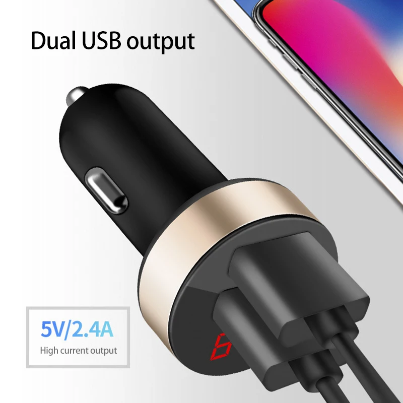 Car Accessories Dual USB Charger Universal Usb Intelligent Digital Display Phone Quick Charge Dropshipping |