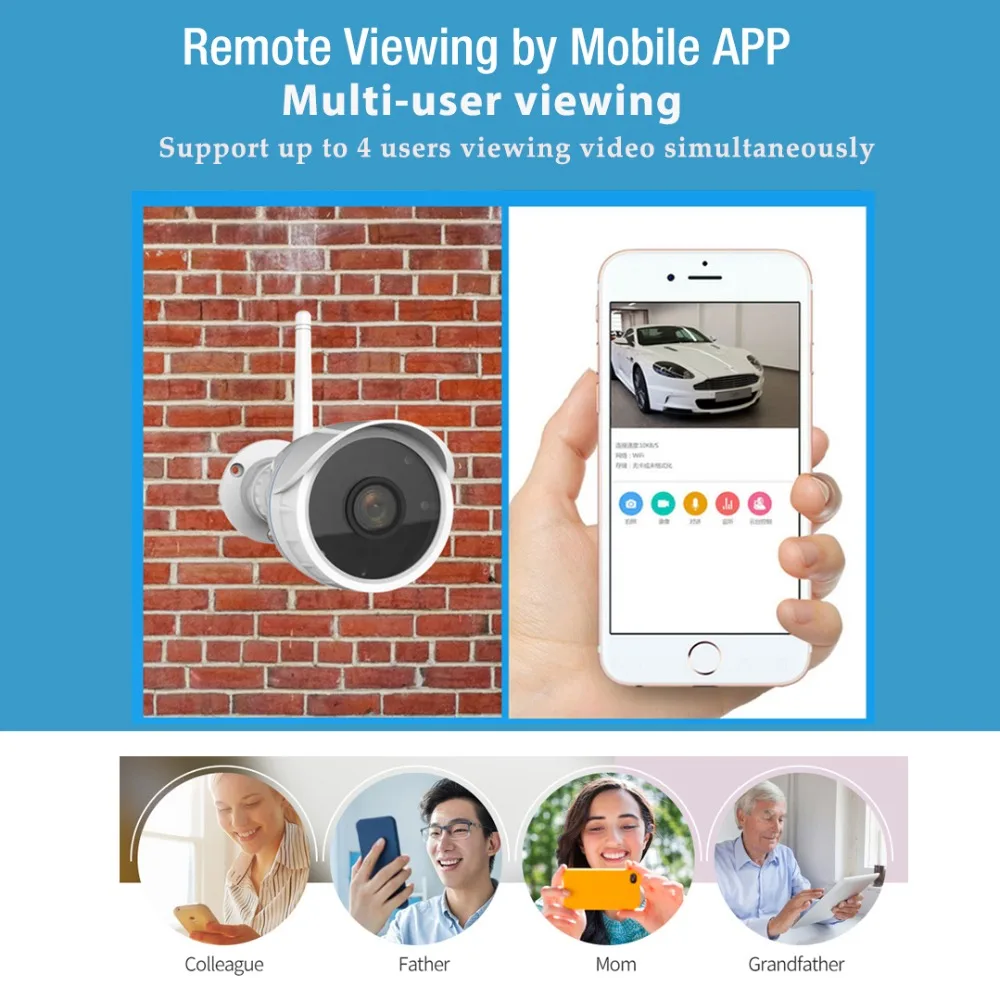 Наружная водонепроницаемая IP камера 1080P 2 МП беспроводная цилиндрическая с Wi Fi