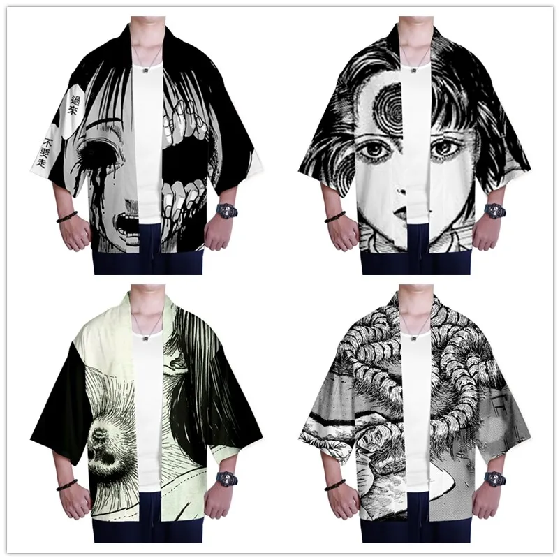 

Junji Ito 3D Printed Japanese Kimono Haori Yukata Cosplay Fashion Summer Casual Cool men/women's Short Sleeve Streetwear tops
