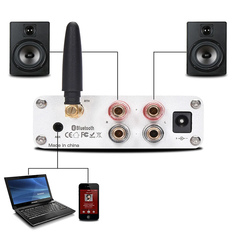 Мини-усилитель Bluetooth QCC3003 домашний цифровой Hi-Fi усилитель звука 4-8 евро 12 ~ 24 В