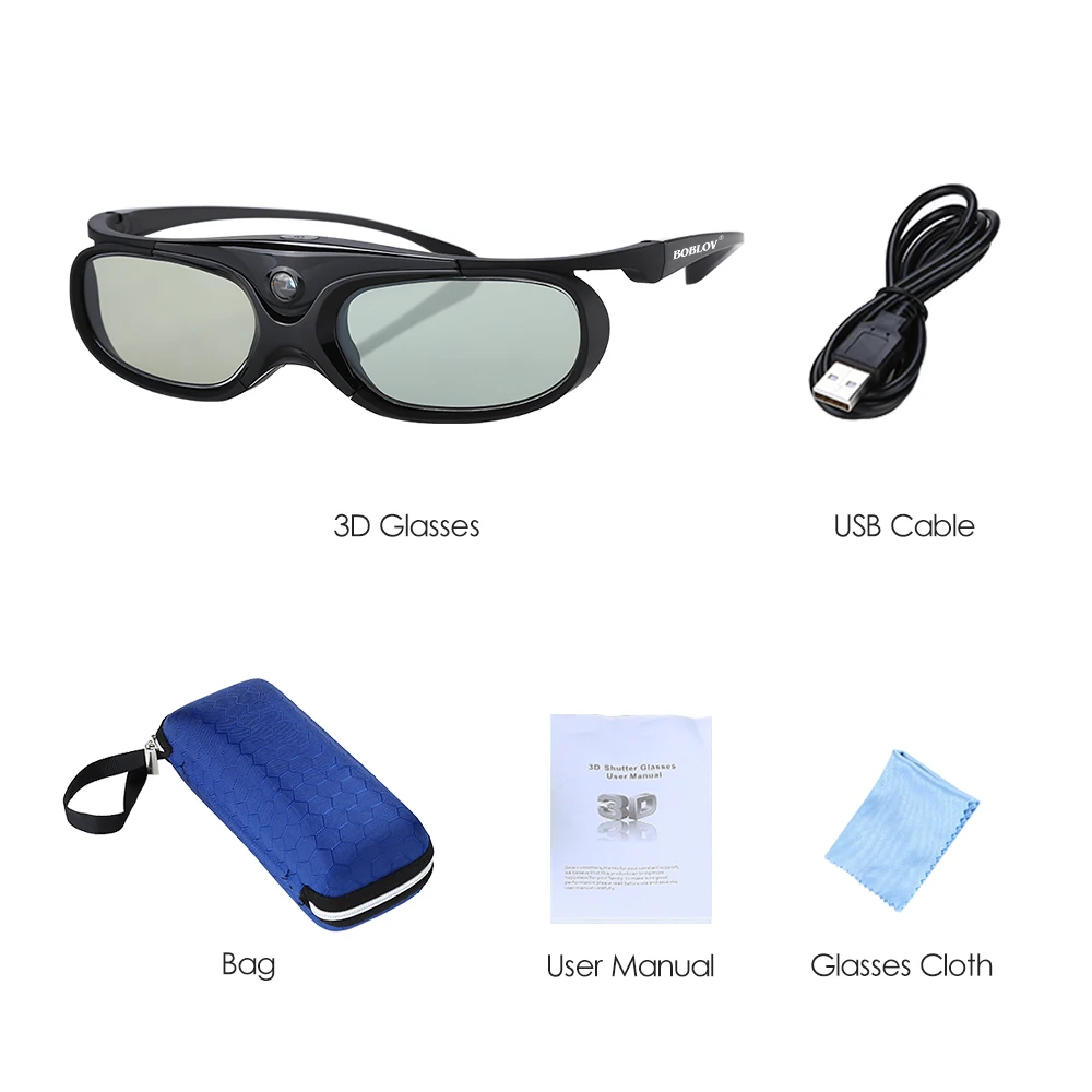 3d очки BOBLOV с активным затвором Поддержка DLP Link и USB совместимы BenQ W1070 W700 для