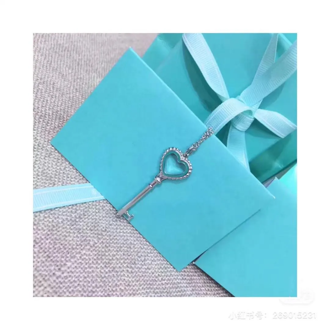 

925 sterling silver blue heart key pendant necklace lovers holiday gifts
