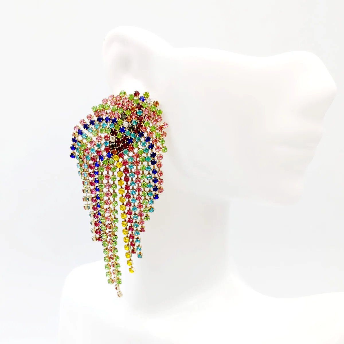 Женские серьги в стиле бохо с разноцветными радужными кристаллами Длинные
