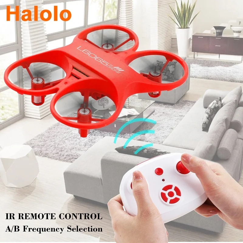 

Halolo Mini RC Quadcopter Infrared Controlled Drone 2.4GHz Aircraft with LED Light Birthday Gift for Children Toys Mini Drones