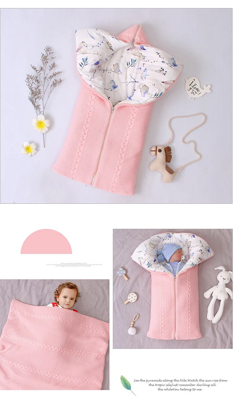 Newborn Winter Swaddle Infant Thicken Anti-kick Sleeping Bag Baby Autumn Winter Envelope Zipper Sleeping Bag Kids Blanket Quilt