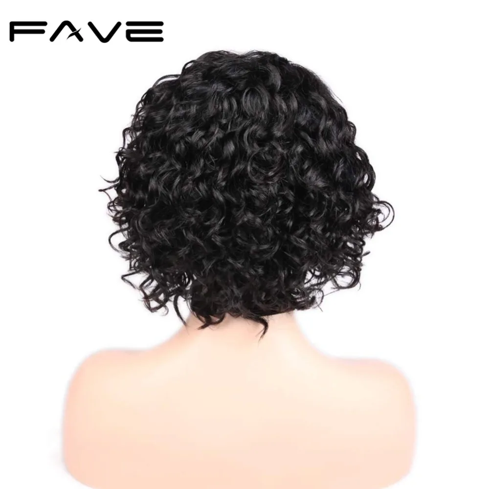 FAVE короткий афро кудрявый парик бразильский Remy Боб кружевные передние человеческие волосы парики 150% плотность боковая часть бесклеевой парик для черных женщин