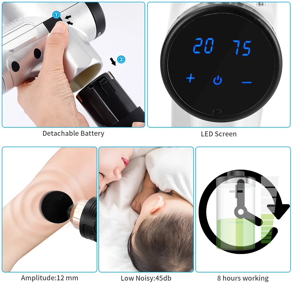 Электрический терапевтический массажный пистолет 20 скоростей 3300 об./мин.|Fascia