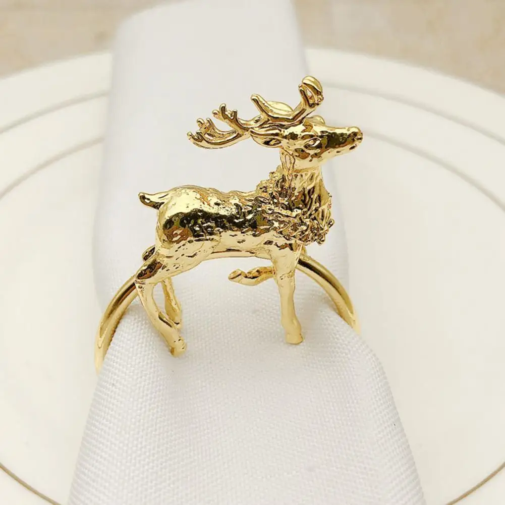 

Solid Color 6Pcs/Set Convenient Alloy Eye-catching Napkin Ring Long Lasting Napkin Ring Lightweight for Home