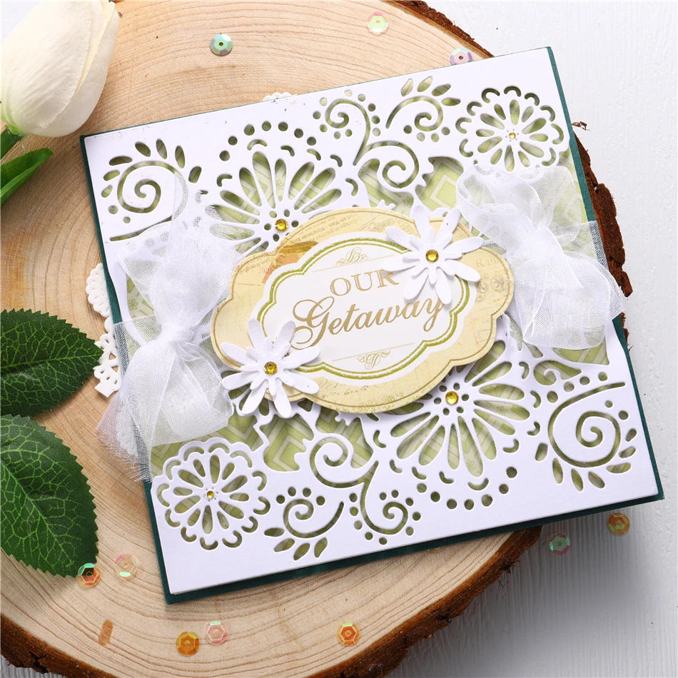 YaMinSanNiO Flower Background Metal Cutting Dies Stencil for Scrapbooking Paper Photo Cards Embossing Die Cuts New 2020 | Дом и сад