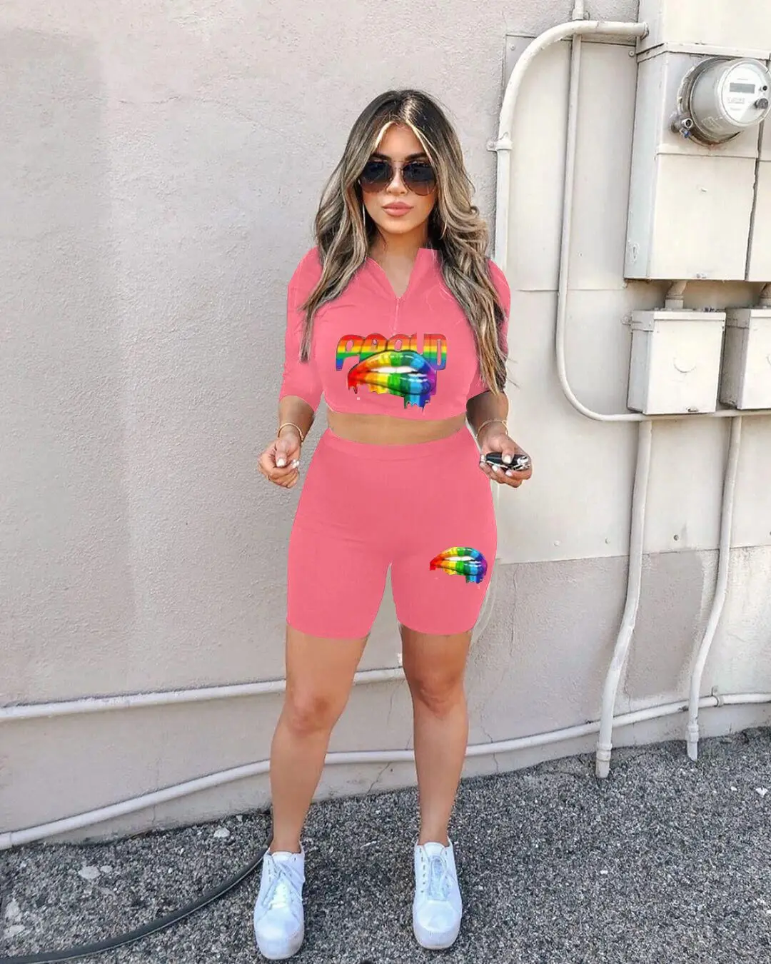 Новинка 2019 женский летний комплект из двух предметов: футболка с коротким