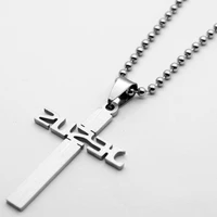 5pcs lucky english alphabet stainless steel christian faith letter jesus cross blessing simple style pendant necklace jewelry