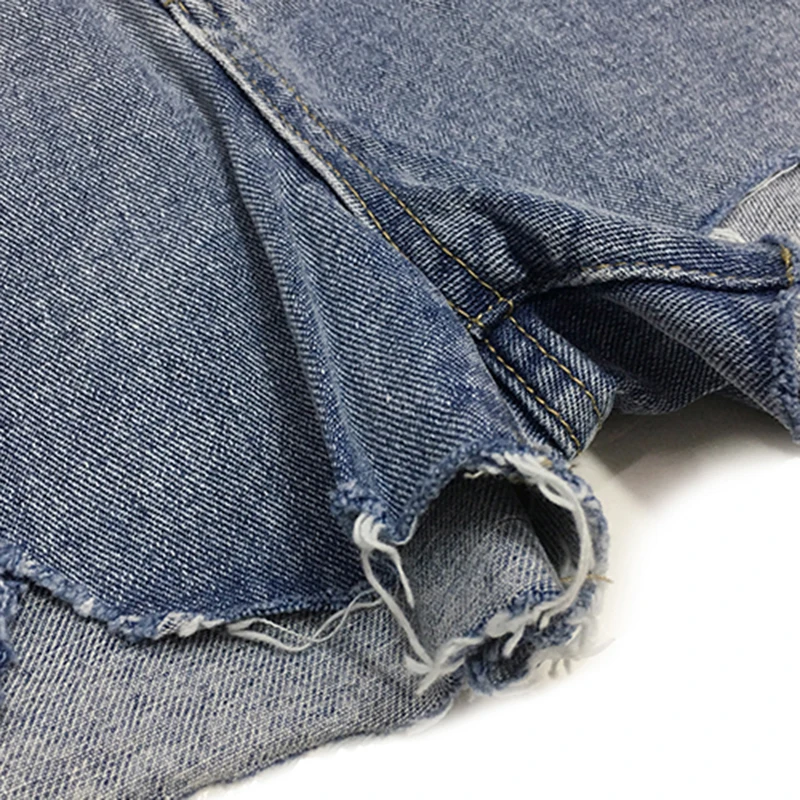 

[EAM] Women Wide Leg Blue Asymmetrical Denim Shorts New High Waist Loose Fit Trousers Fashion Tide Spring Summer 2021 1DD6391