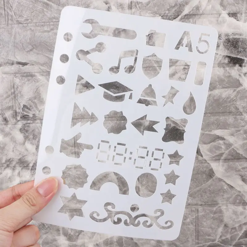 

24Pcs Drawing Template Stencils Journal Notebook Diary Scrapbooking A5 DIY Stationery School Office Supplies