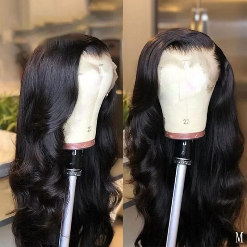 Волнистые 13*4 кружевные передние человеческие волосы парики для черных женщин