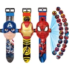 Детские флип-часы Disney с 3d-проекцией, часы Marvel Мстители, Человек-паук, Железный человек, Капитан Америка, электронная игрушка, детские наручные часы
