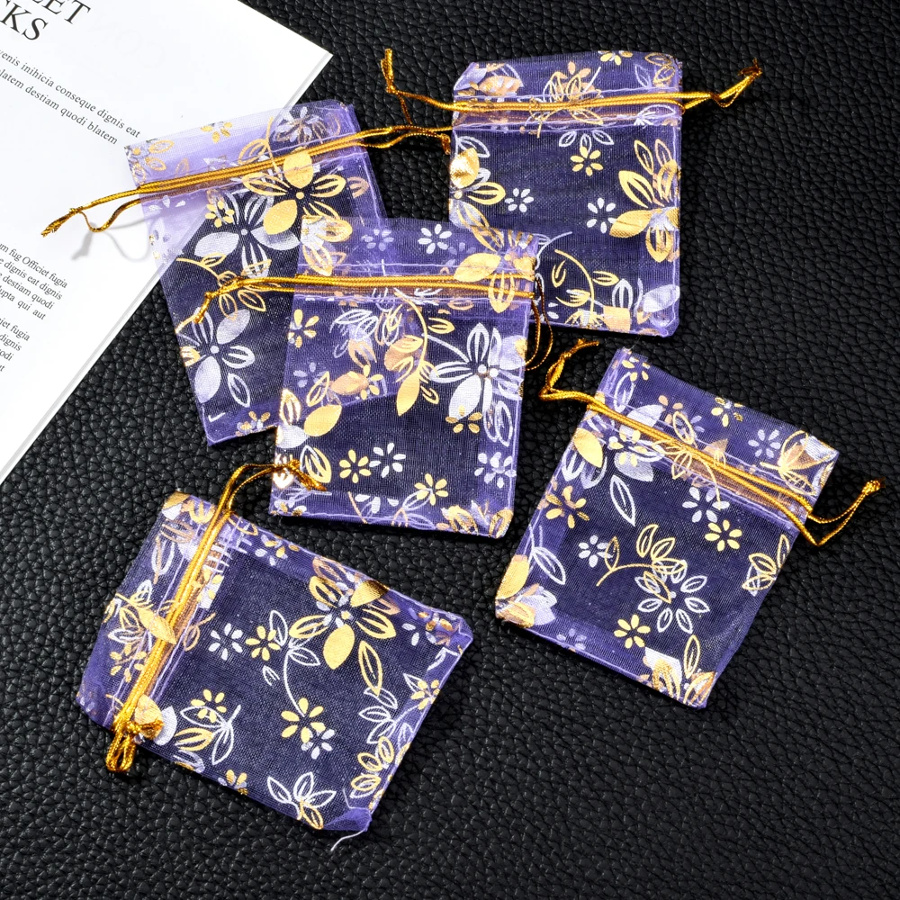 50 шт./лот высококачественные желтые сумки из органзы со звездами и луной вечерние