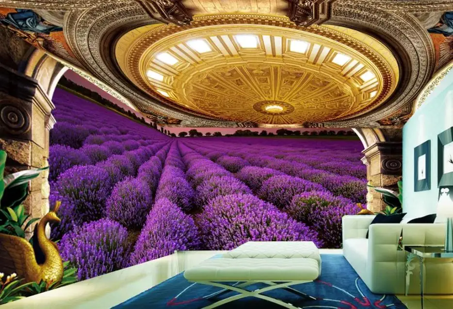 

Romantic European style wallpapers 3d bathroom Living room hotel wall papers home decor lavender custom 3d wallpaper