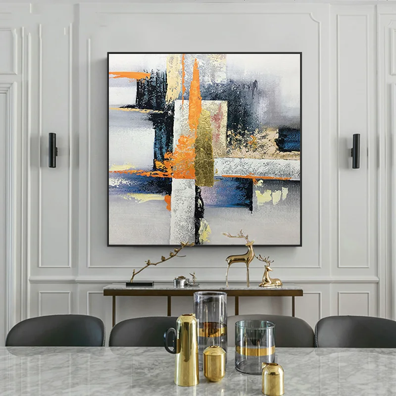 Абстрактная Золотая живопись маслом напечатанная на холсте акварель плакаты и