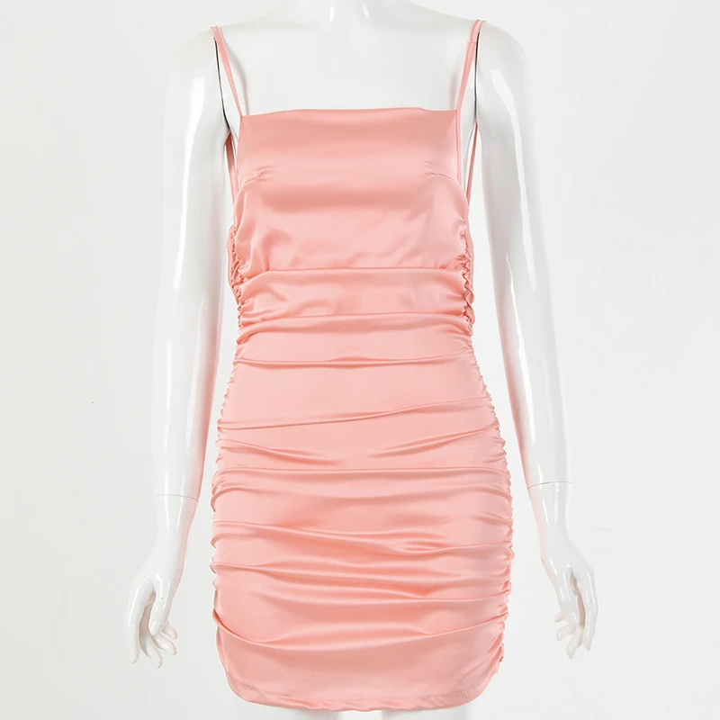 Женское атласное платье на бретельках Townlike облегающее мини с открытой спиной