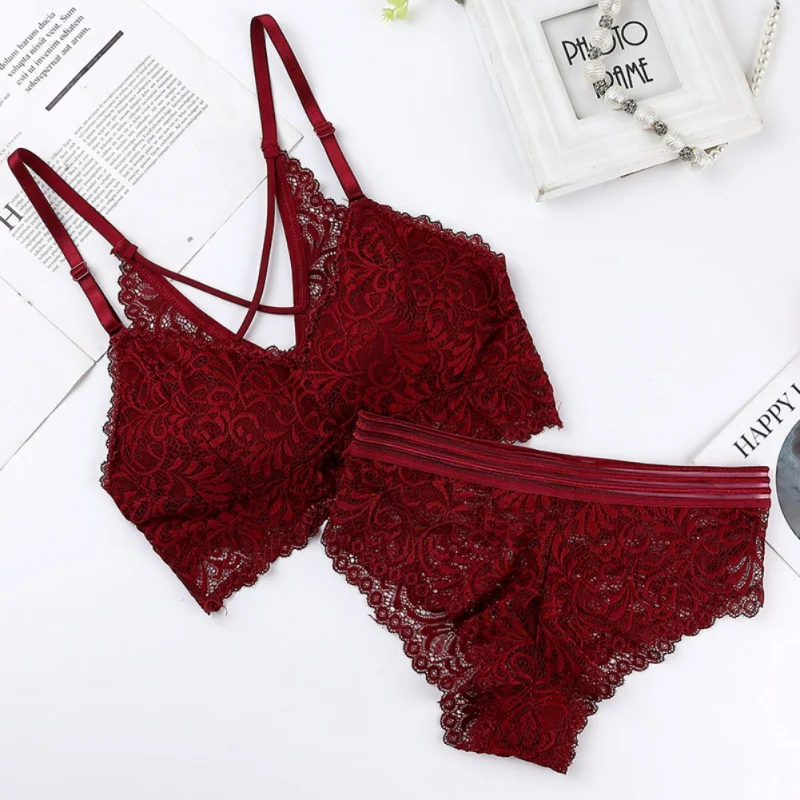 

Sexy Bra Lace Briefs Set Tank Top Summer Bottoming Underwear Set Women Lace Bra Set