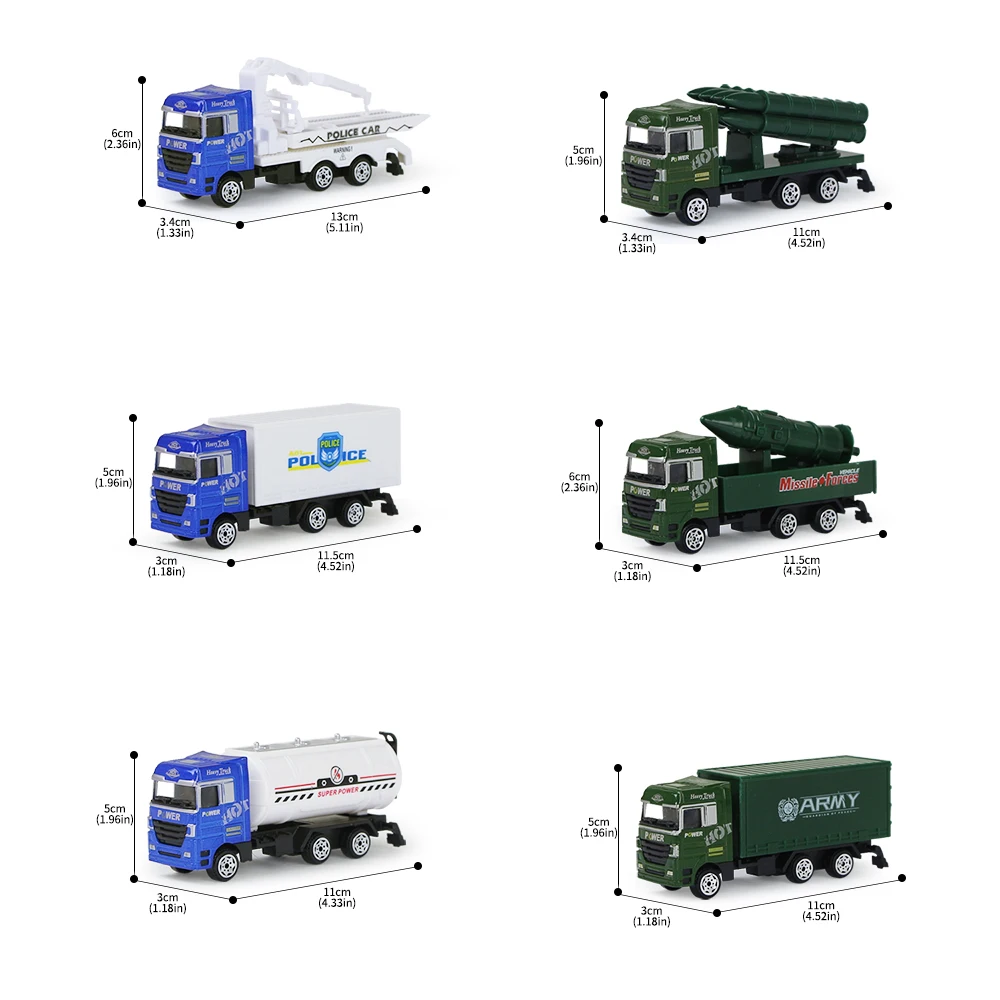 Мини литье под давлением инженерные пожарные полицейские грузовики из