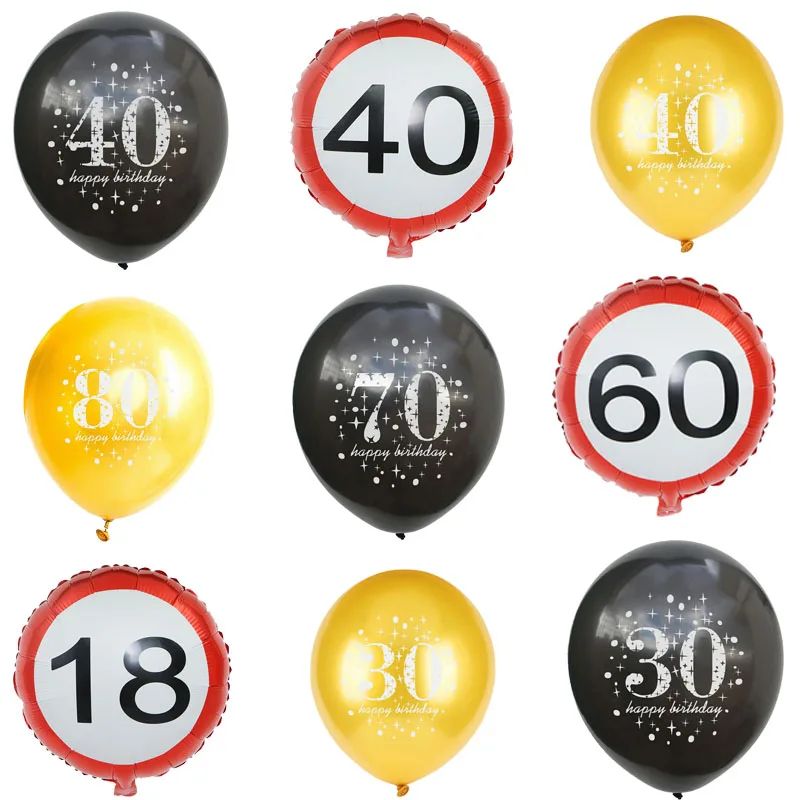 

Birthday Latex Balloons Writting Number 16 18 30 40 50 60 70 80 90 years old Birthday Digital Balloons Decorations Supplies