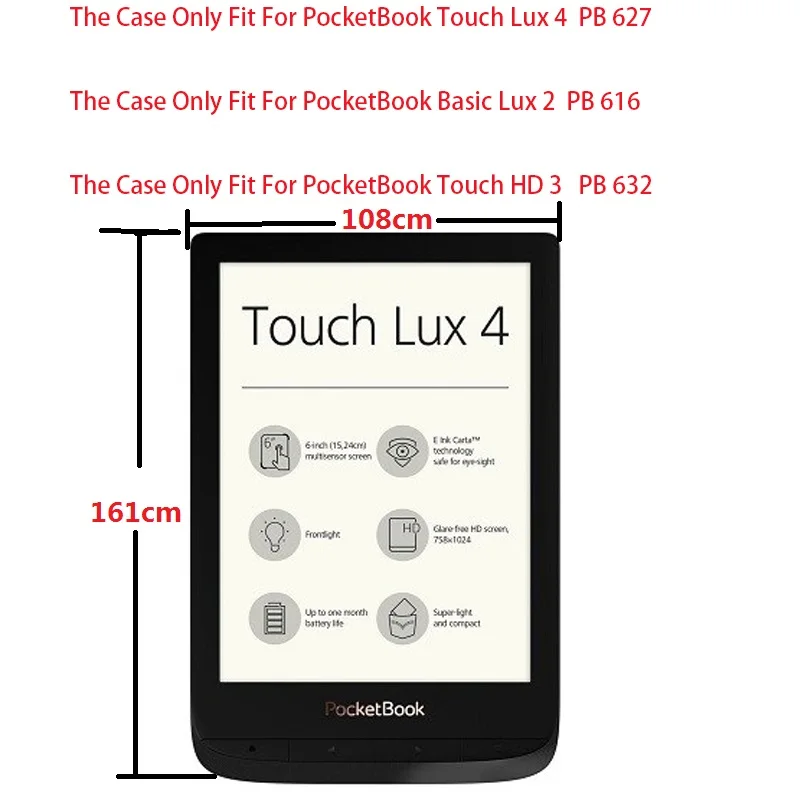 Умный чехол-книжка для Pocketbook 628 Touch Lux 5 pb628 606 616 627 632 4 тонкий кожаный чехол с