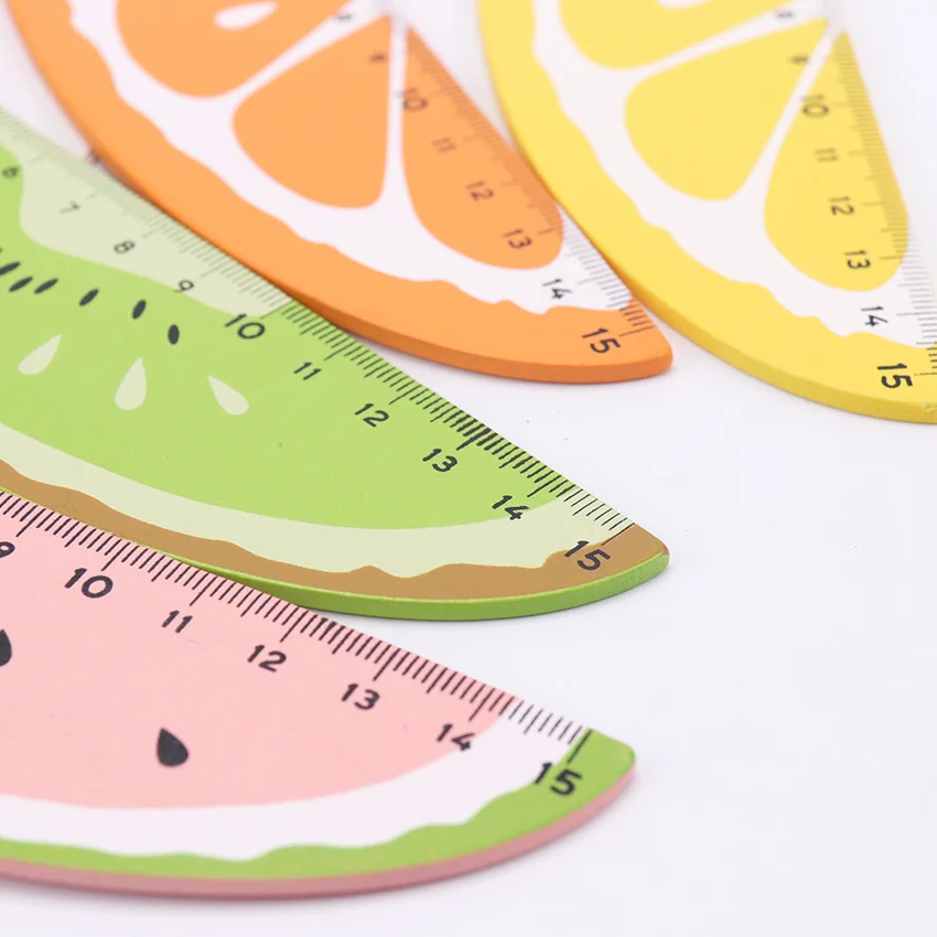 15cm Cute Wood Fruit Straight Ruler Precision Student Learning Office Stationery Drafting Supplies | Rulers