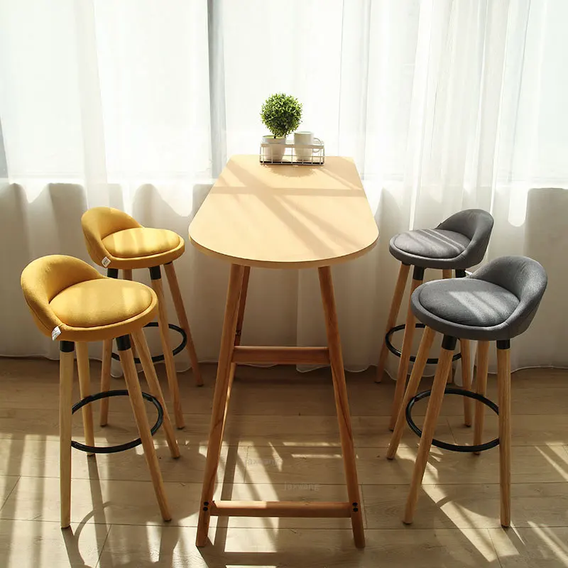 Скандинавский твердый деревянный барный стул современный минималистичный