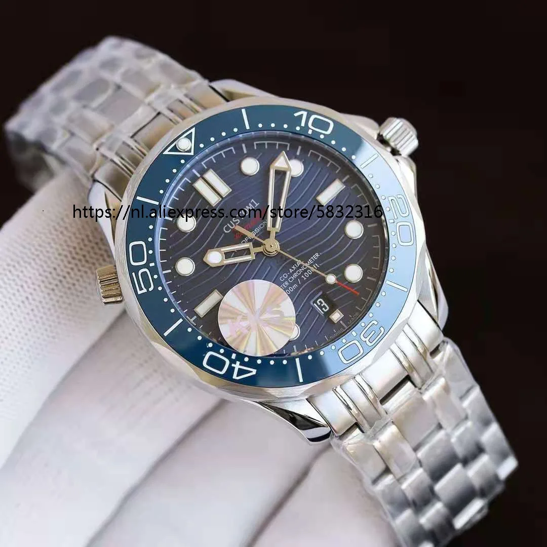 

42mm men's watch miyota8215 automatic mechanical ceramic ring blue bezel 316 stainless steel strap watch diving watch clock